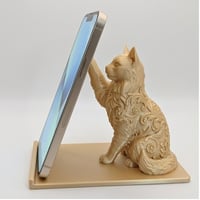 猫（ソマリ）のスマホスタンド 卓上 シルクゴールド