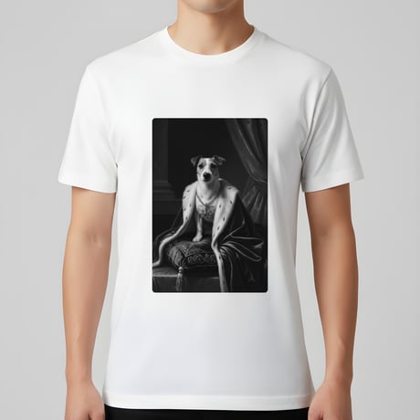 ジャックラッセルテリア半袖Tシャツ ルネサンス風モノクロ ホワイト 男女兼用