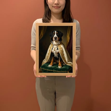 犬（バーニーズマウンテンドッグ）のルネサンス風肖像画 A4額装インテリア壁掛け