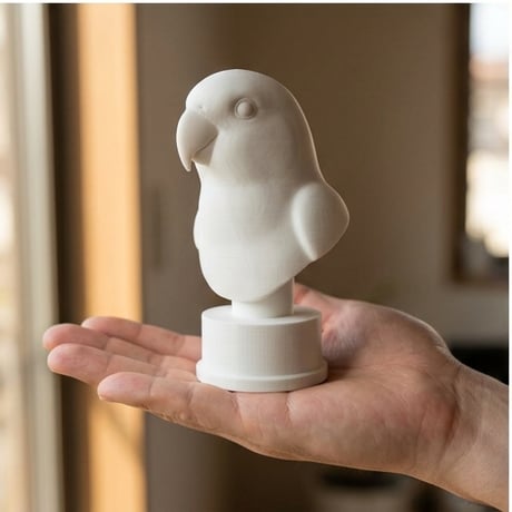 インコ（コザクラインコ）の3Dプリント胸像 白PLA 彫刻 置物 インテリア