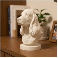 犬（コッカースパニエル）の3Dプリント胸像 白PLA 彫刻 置物 インテリア