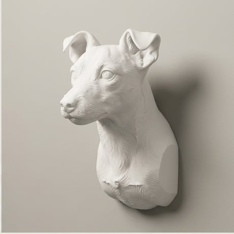 イタリアングレーハウンドの壁掛けレリーフ 3Dプリント 白PLA インテリア