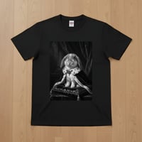 フレンチロップ半袖Tシャツ ルネサンス風モノクロ ブラック 男女兼用