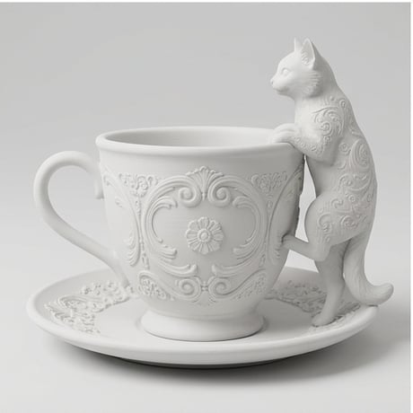 猫（ソマリ）のアクセサリートレイ 小物入れ マットホワイト