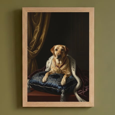 犬（ラブラドールレトリバー）のルネサンス風肖像画 A4額装インテリア壁掛け