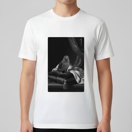 コザクラインコ半袖Tシャツ ルネサンス風モノクロ ホワイト 男女兼用