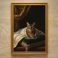 猫（ベンガル）のルネサンス風肖像画 油絵風アートA3額装インテリア壁掛け