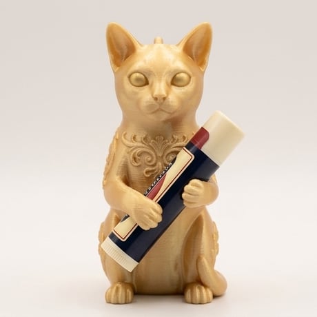 猫（トンキニーズ）の3Dプリント リップケース シルクゴールド キーホルダー