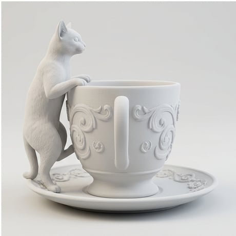 猫（アビシニアン）のアクセサリートレイ 小物入れ マットホワイト