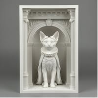 猫（デボンレックス）の3Dプリント ブックヌーク 白PLA 本棚インテリア