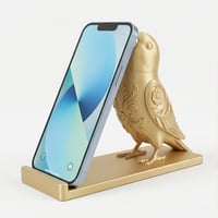 インコ（アキクサインコ）のスマホスタンド 卓上 シルクゴールド