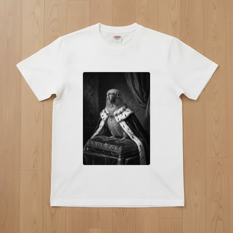 ナナイロメキシコインコ半袖Tシャツ ルネサンス風モノクロ ホワイト 男女兼用