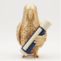 アオボウシインコのリップケース 3Dプリント シルクゴールド キーホルダー
