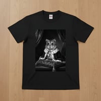 ロボロフスキーハムスター半袖Tシャツ ルネサンス風モノクロ ブラック 男女兼用