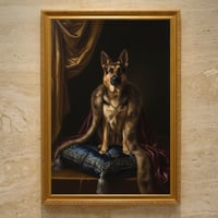 犬（ジャーマンシェパード）のルネサンス風肖像画 A3額装インテリア壁掛け