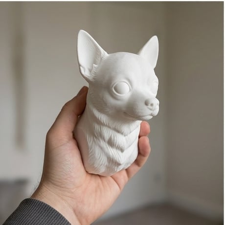 犬（チワワ）の壁掛けレリーフ 3Dプリント 白PLA インテリア