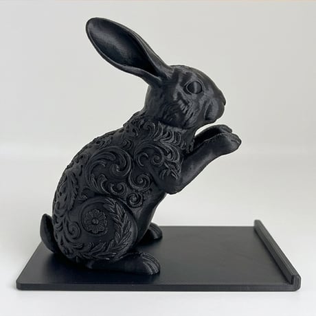 うさぎ（イングリッシュロップ）のスマホスタンド 卓上 シルクブラック