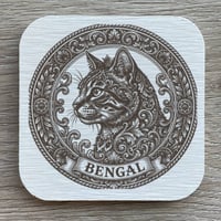 猫（ベンガル）の紋章コースター 4枚セット アンティーク調（珪藻土配合）