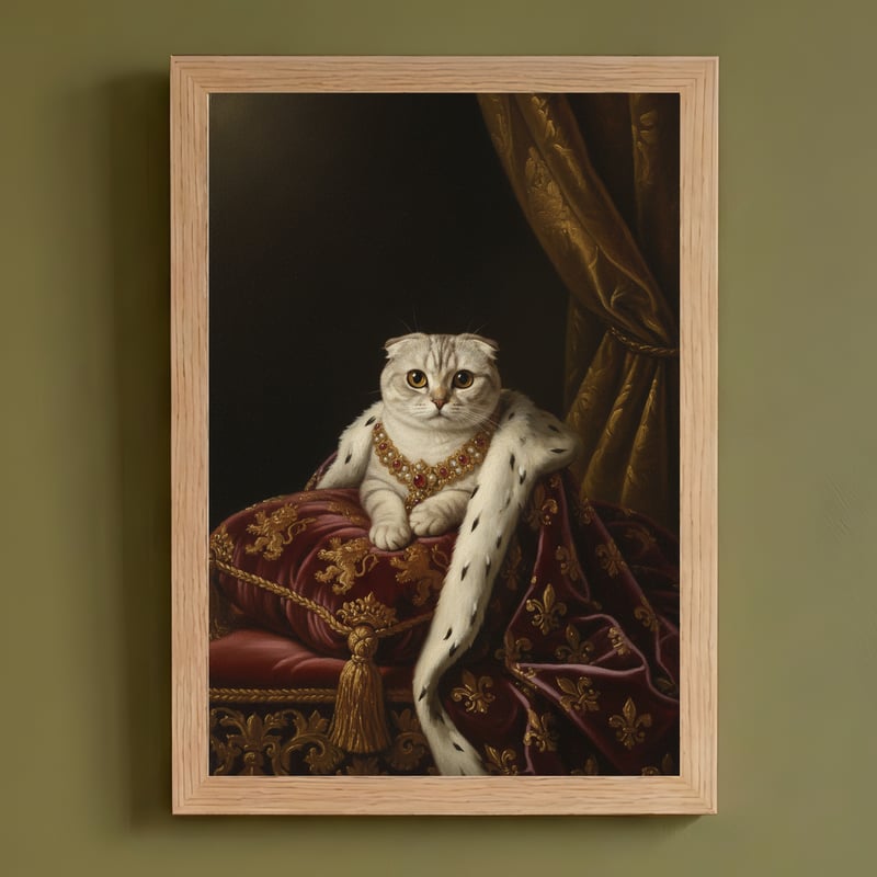 猫（スコティッシュフォールド）のルネサンス風肖像画 A4額装