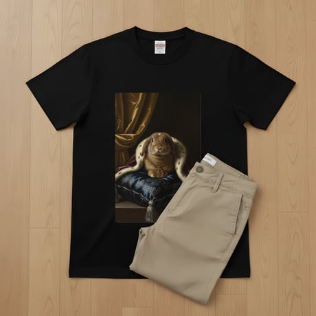 ホーランドロップ半袖Tシャツ ルネサンス風カラー ブラック 男女兼用