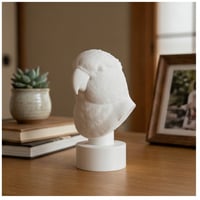 インコ（コザクラインコ）の3Dプリント胸像 白PLA 彫刻 置物 インテリア
