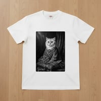 チンチラペルシャ半袖Tシャツ ルネサンス風モノクロ ホワイト 男女兼用