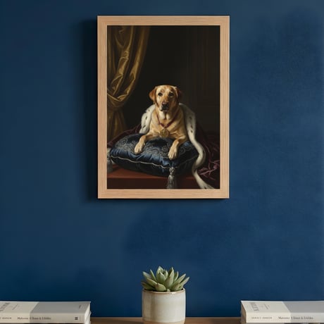 犬（ラブラドールレトリバー）のルネサンス風肖像画 A4額装インテリア壁掛け