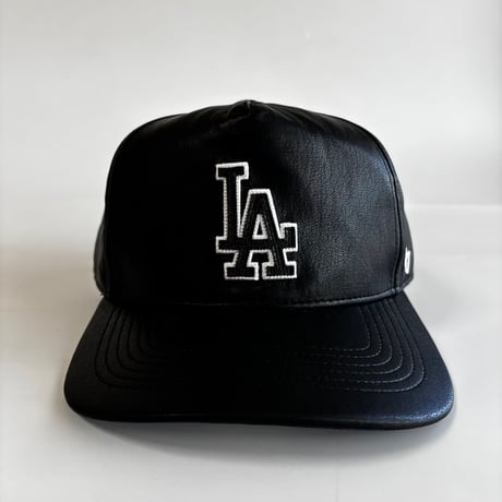 USA買付47 HITCH Los Angeles Dodgers Faux Leather Black Cap　 US-01