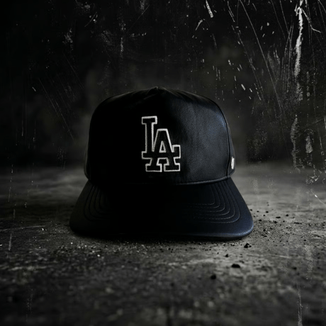 USA買付47 HITCH Los Angeles Dodgers Faux Leather Black Cap　 US-09