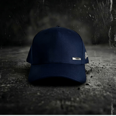 GLORY Metal Plate Curved Visor Cap – Navy   G-08