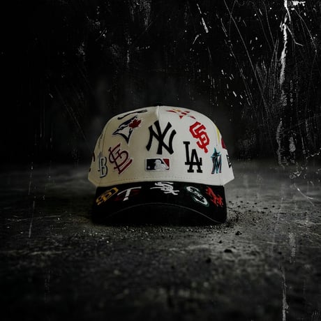 USA買付　NEW ERA 9FORTY A-Frame MLB Multi Logo Natural / Black Cap  NE-39