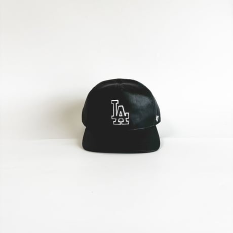 USA買付47 HITCH Los Angeles Dodgers Faux Leather Black Cap　 US-01