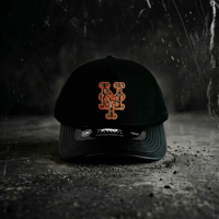 USA買付 PRO STANDARD New York  Mets  Pro Pinch Strapback Black Leather Visor Cap　US-08