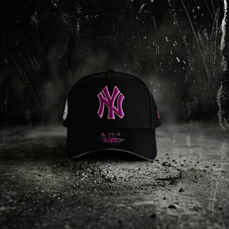 USA買付 NY Cooperstown Collection Purple Gradient Logo 9FORTY A-Frame Cap Black/Pink 　 NE-27