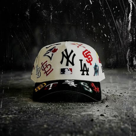 USA買付　NEW ERA 9FORTY A-Frame MLB Multi Logo Natural / Black Cap  NE-39