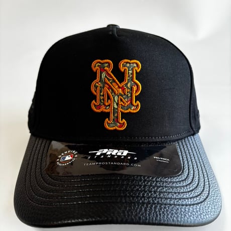 USA買付 PRO STANDARD New York  Mets  Pro Pinch Strapback Black Leather Visor Cap　US-08