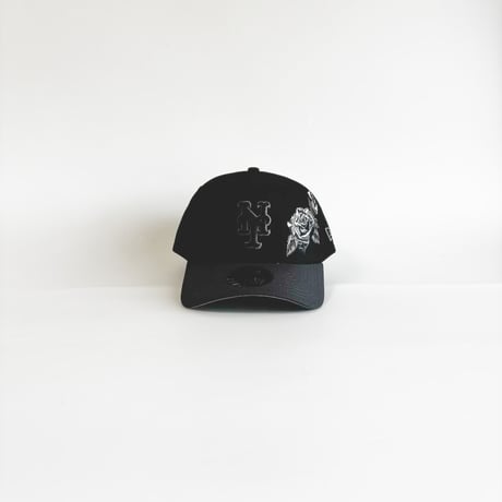USA買付 New York Mets Black Rose Embroidery 9FORTY A-Frame Adjustable Cap Black/Grey 　 NE-29