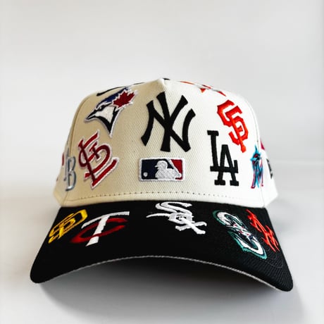 USA買付　NEW ERA 9FORTY A-Frame MLB Multi Logo Natural / Black Cap  NE-39