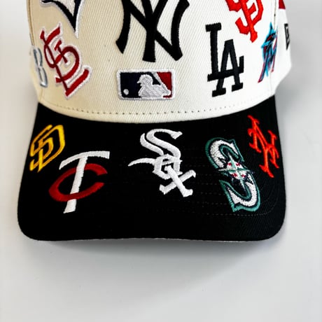 USA買付　NEW ERA 9FORTY A-Frame MLB Multi Logo Natural / Black Cap  NE-39
