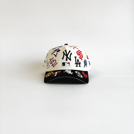 USA買付　NEW ERA 9FORTY A-Frame MLB Multi Logo Natural / Black Cap  NE-39