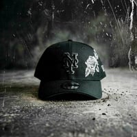 USA買付 New York Mets Black Rose Embroidery 9FORTY A-Frame Adjustable Cap Black/Grey 　 NE-29