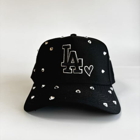 USA買付 NEW ERA 9FORTY A-Frame Los Angeles Dodgers Heart Rhinestone Black Cap　 NE-34