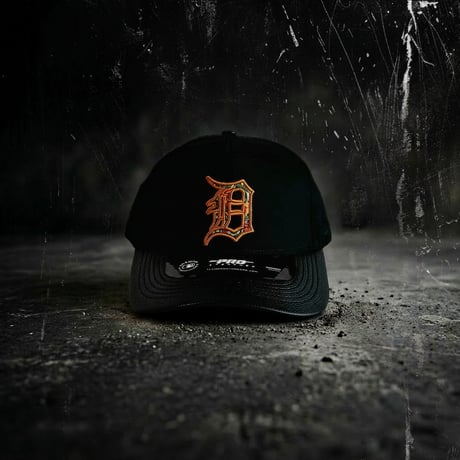 USA買付 PRO STANDARD Detroit Tigers Pro Pinch Strapback Black Leather Visor Cap　US-07