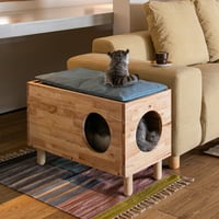 キャットハウス 木製 天然木 猫ベッド クッション付き おしゃれ ナチュラル 猫家具 NATURAL SIGNATURE / 隠れ家 サイドテーブル