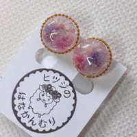 かすみそうとスターフラワーのノンホールピアス（くすみ系）