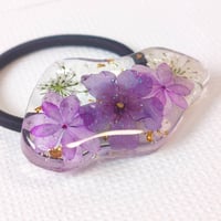 フラワーヘアゴム（パープル系）