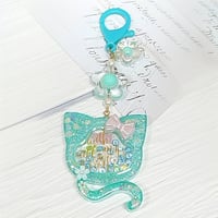 おしっぽマフラー猫ちゃんシェイカーキーホルダー（ブルー）