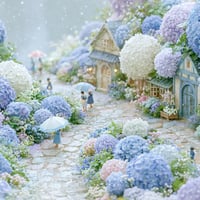 雨ふりの紫陽花通り西-Hydrangea Lane W2【For Desktop】