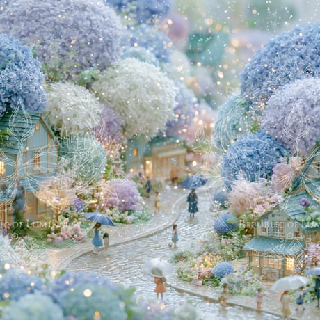 雨ふりの紫陽花通り西-Hydrangea Lane W1【For Desktop】