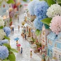 雨ふりの紫陽花通り西-Hydrangea Lane W6【For Mobile】